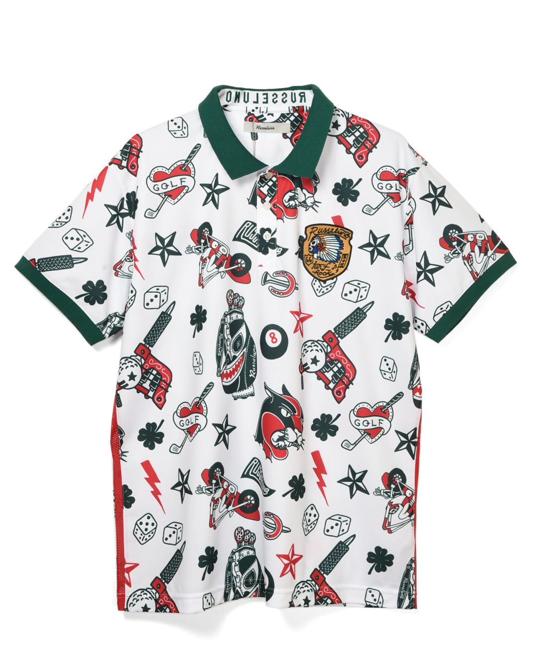 Russeluno / ゴルフウェア/FLASH PATTERN POLO/ポロシャツ/5/BLK/総柄/RS-2020309 FLASH PATTERN POLO – Russeluno Globel Official