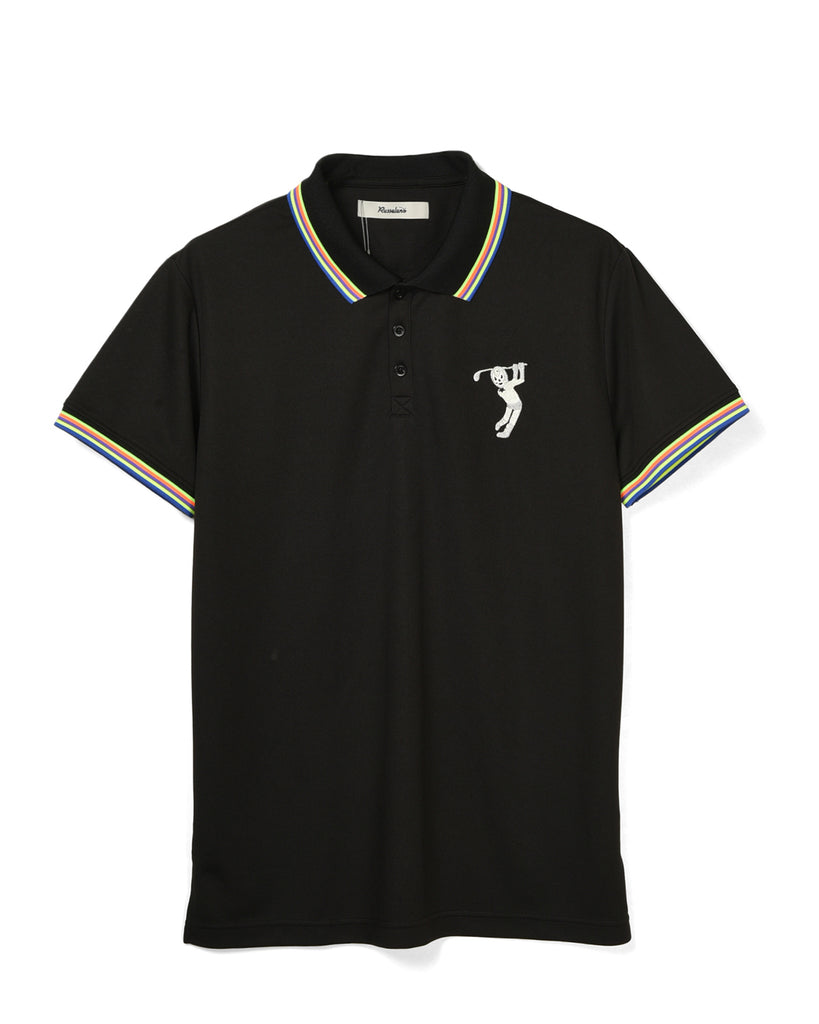 Russeluno ブラック グラフィックポロシャツ Russelluno グラフィックポロシャツ ブラック Russeluno グラフィック