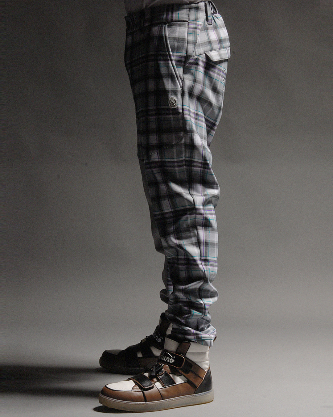 WIDE TAPERED WARM PANTS（CHECK)